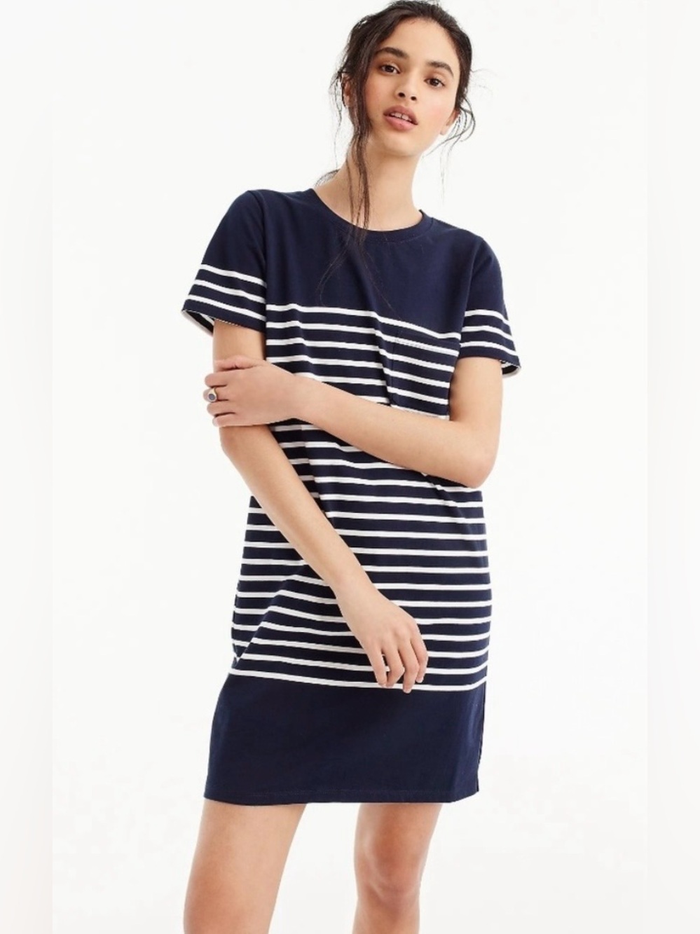 J.Crew T-shirt Dress Classic Nautical Navy/White Stripe pattern, Size Small